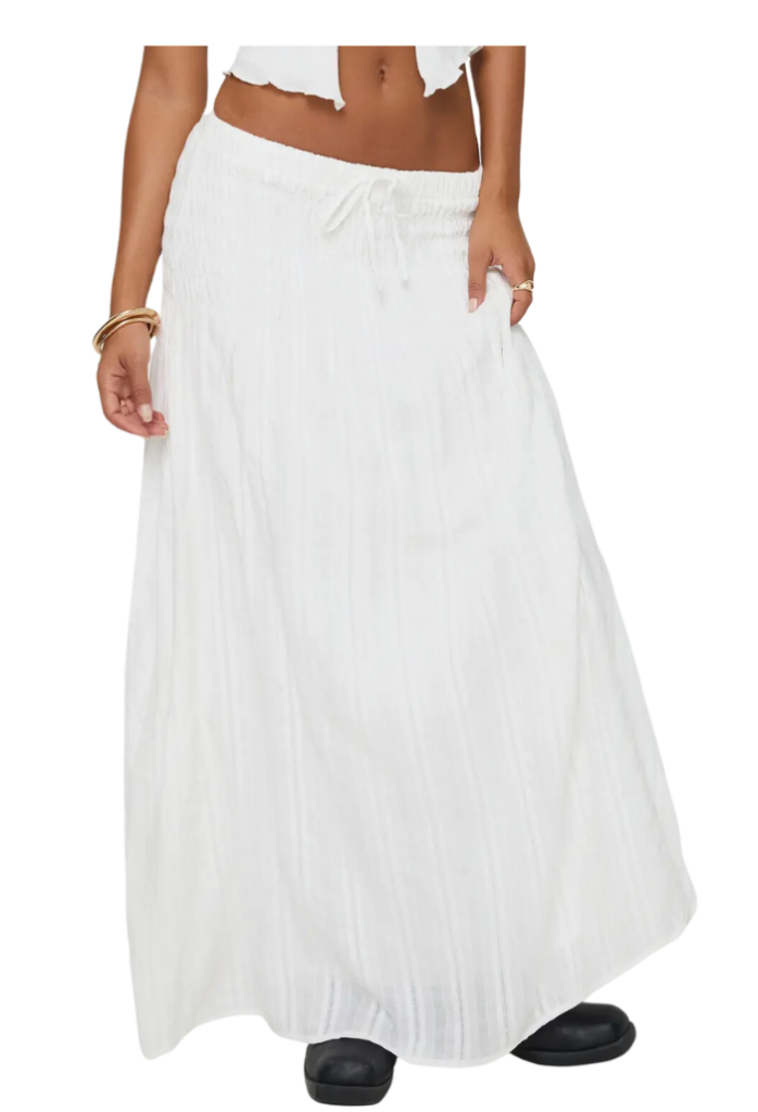 white maxi skirt Gracie Abrams concert outfit idea