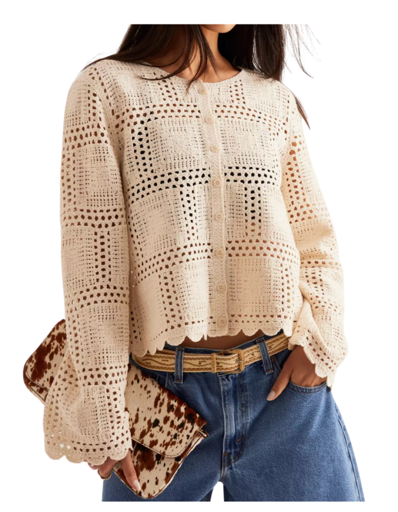 crochet top Anthropologie spring outfit