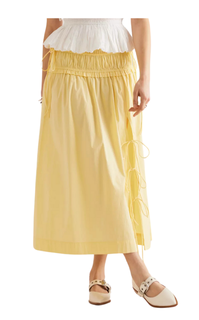 spring outfit ideas Anthropologie midi dress butter yellow fashion trend spring 2025