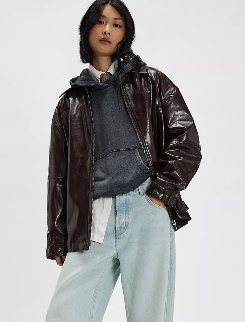 oversized faux leather jacket vegan leather
